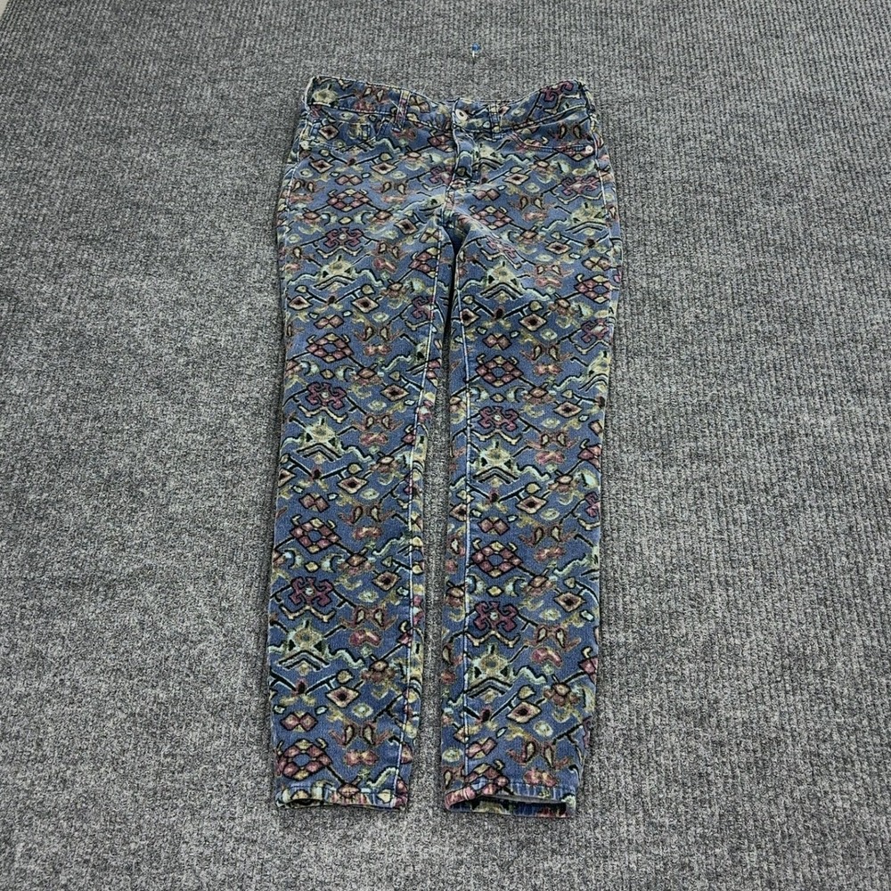 Pilcro and the Letterpress Pants Womens 26 Blue Cotton Corduroy High Rise AOP